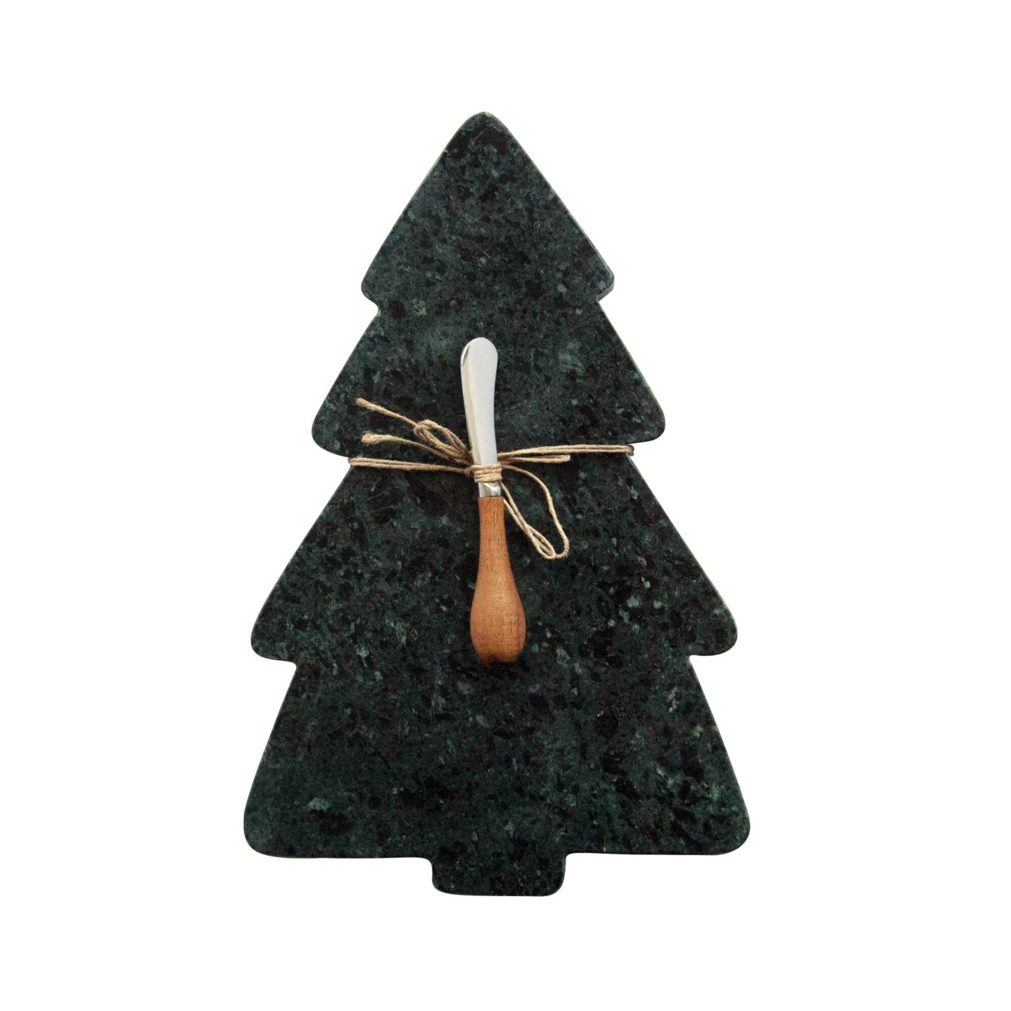 Hello Honey® 14" Marble Tree Shaped Cheese & Cutting Board with Canape Knife